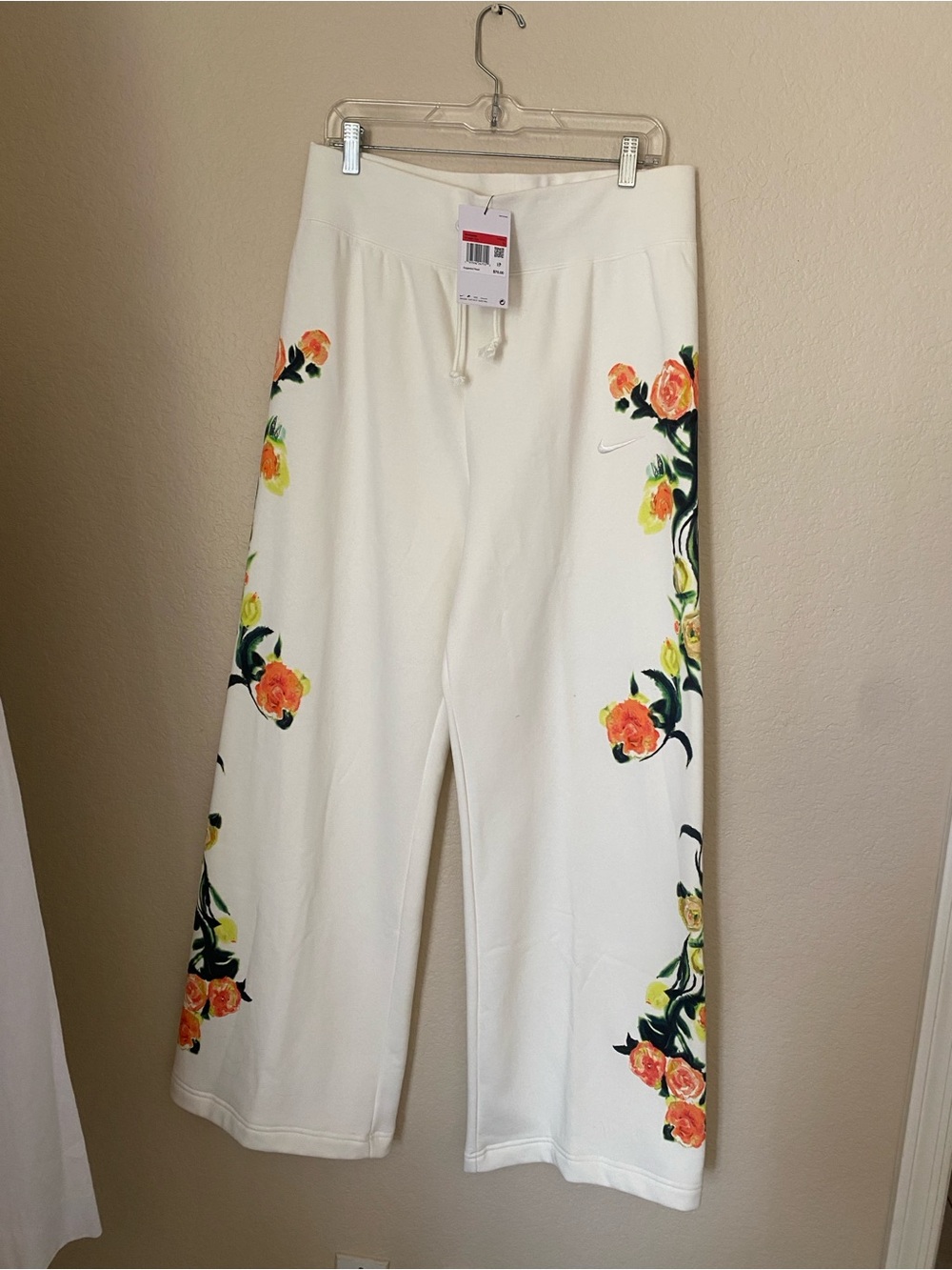 Nike Wide Leg Floral-Print Cream Pants